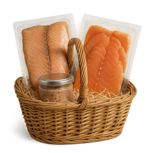 Panier Saveurs Fumées – Truite, Saumon & Terrine artisanale