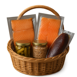 Panier Gourmet – Truite, Saumon, Pickles, Terrine & Magret